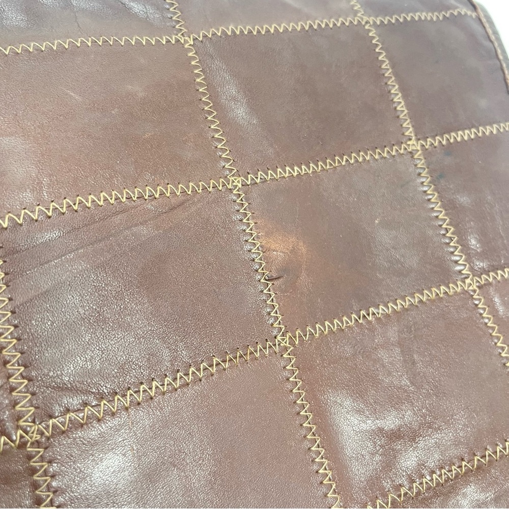 Vintage Uruguay Leather Patchwork Hobo Bag | Early 2000s | Brown Artisan Leather - Picture 9 of 10